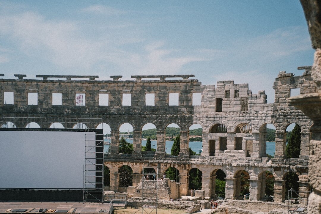 Ancient Roman amphitheater arena in Pula