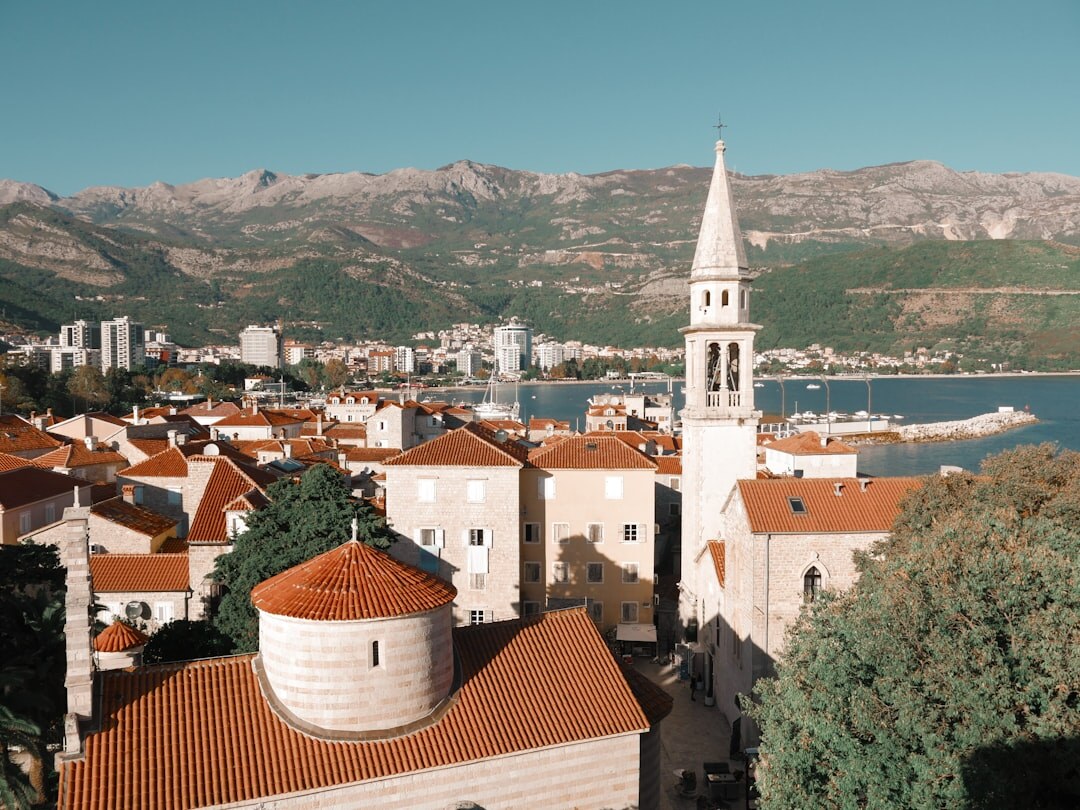 Wide view of Split old town rooftops in the afternoon