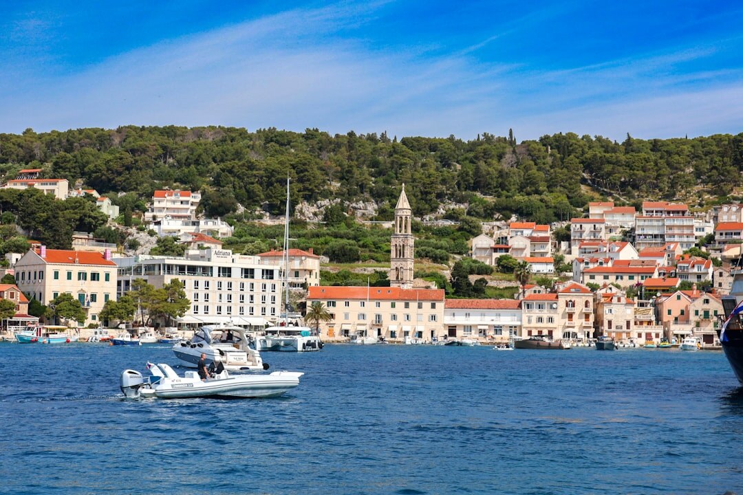 Hilltop village on Hvar island surrounded by lavender fields