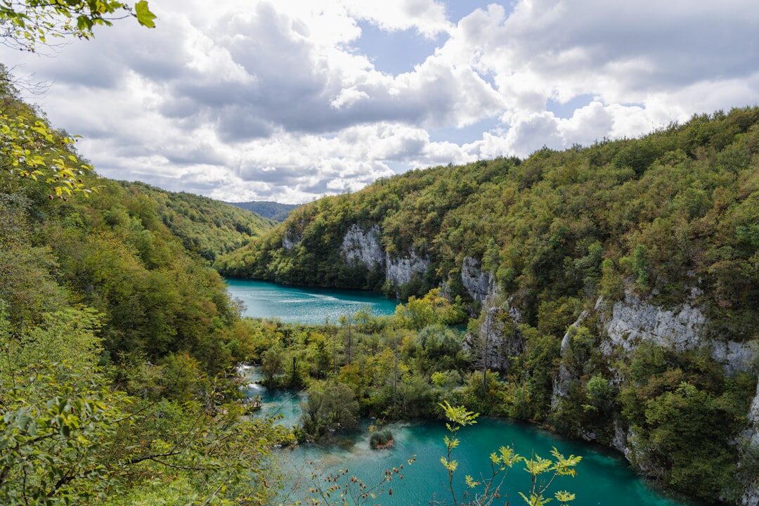 Turquoise lake and waterfalls at Plitvice Lakes National Park