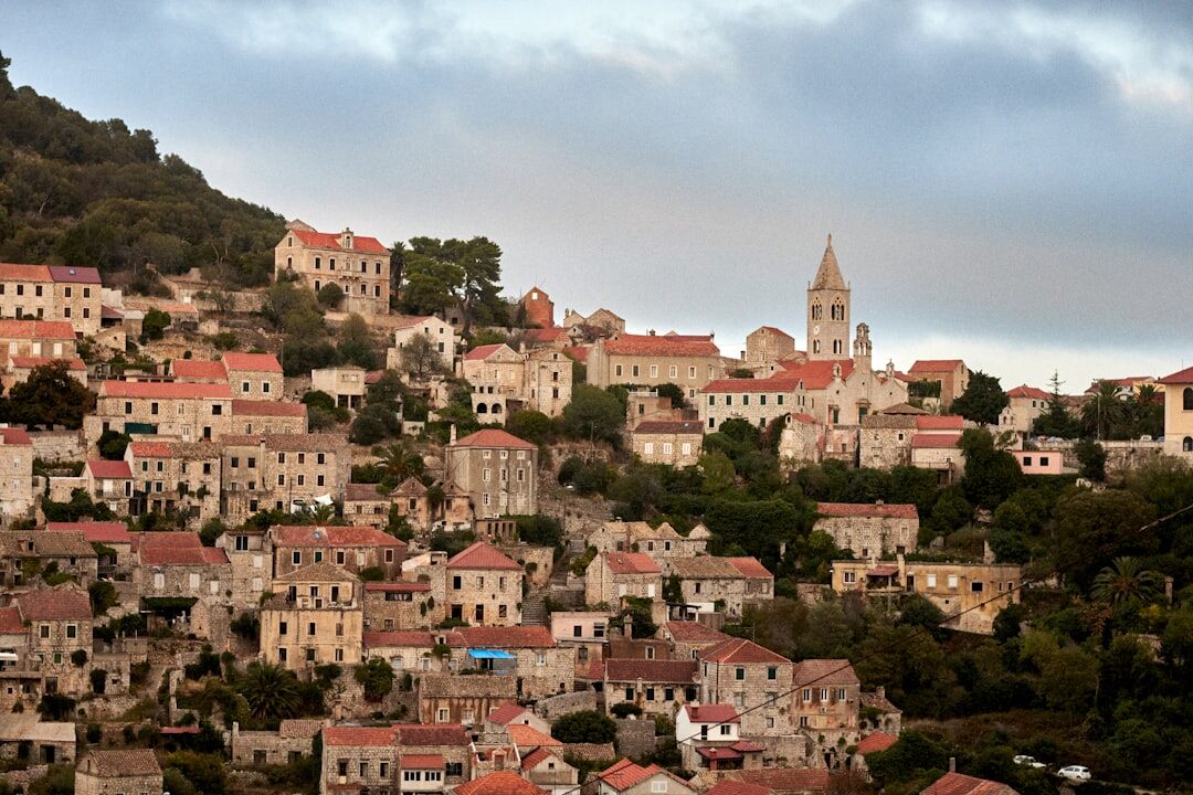 Remote village of Lastovo with distinctive chimneys