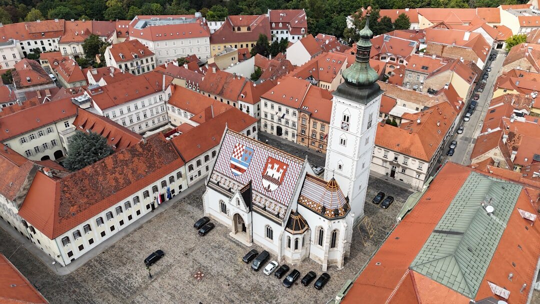 Zagreb Upper Town rooftops and church tower guide cover